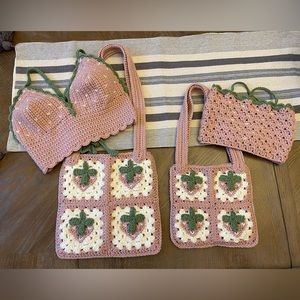 Vintage strawberry mommy daughter set